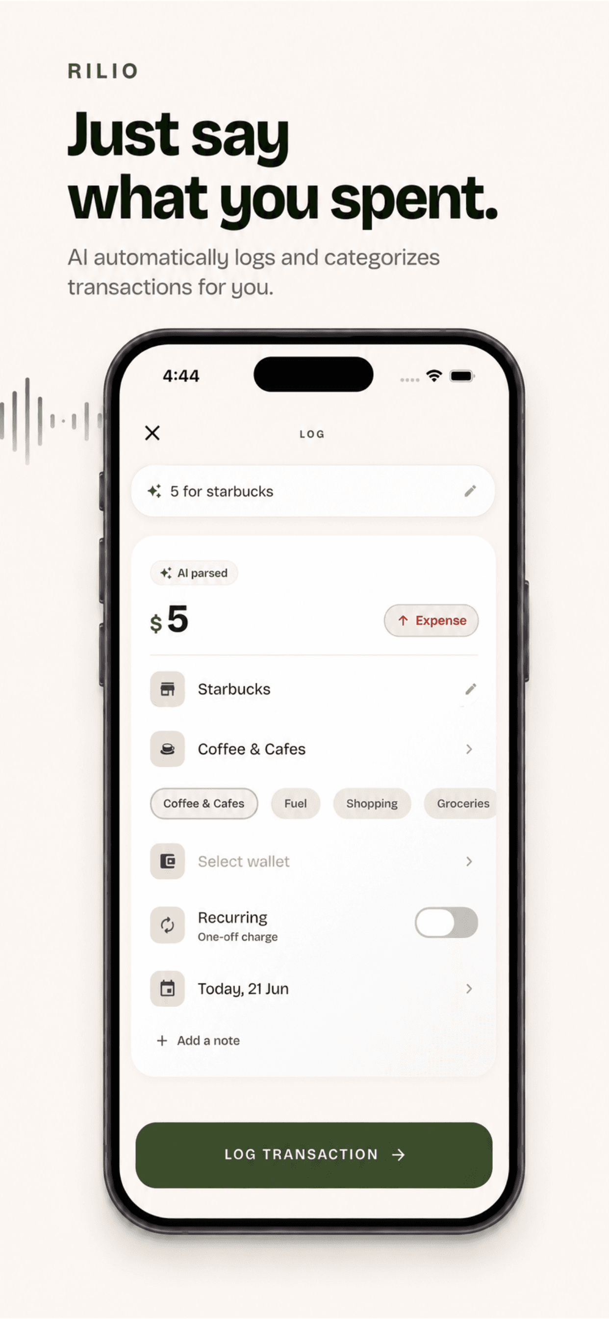 Log expenses by voice